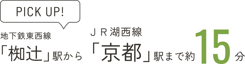 地下鉄東西線 「椥辻」駅からＪＲ湖西線「京都」駅まで約15分
